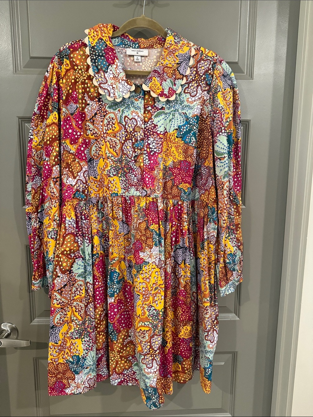 Women’s Colorful Floral Pattern Long Sleeve Dress - Multicolor